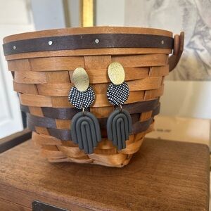 Gold and Black Dangle Earrings